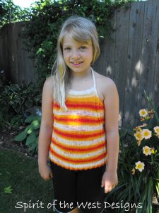 Knit Halter Top Pattern, Summer knitting pattern, Girls knit tank top, cabled halter pattern, easy knit halter, good pattern for variegated yarn, icord, knit rope neck