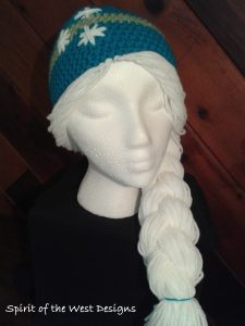 Crochet Frozen Hat, Crochet Elsa Hat with Hair, Crochet Hat Pattern, spring garden Hat Pattern, family sizing, infant hat, toddler hat, teen hat, adult hat, adult beanie, crochet pattern, striped hat pattern, wool hat, acrylic yarn, variegated yarn, spirit of the west designs