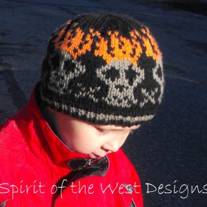 Ghost Rider Beanie, Skull with flames Stranded Knitting Pattern, Beanie, textured toque